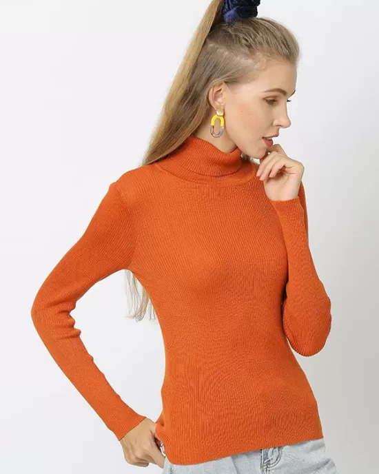 10 Colors Simple Knitting Solid Color High-Neck Pullover