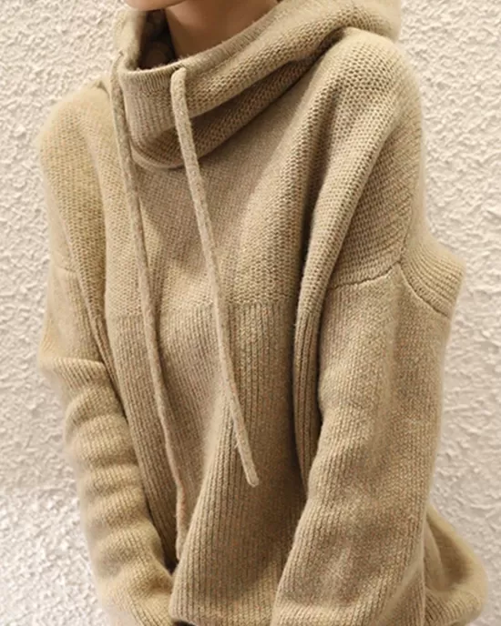 Casual Loose 3 Colors Hooded Long Sleeves Sweater Top