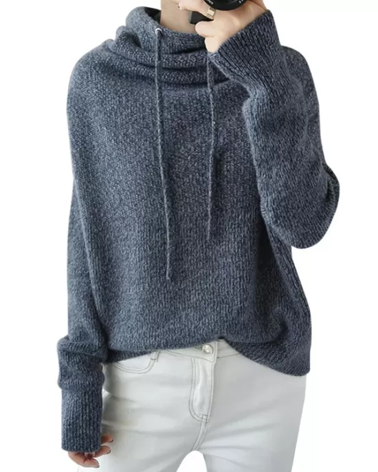 Casual Loose 3 Colors Hooded Long Sleeves Sweater Top