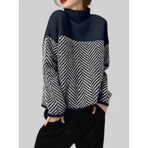 Casual Loose High-Neck Sweater Tops