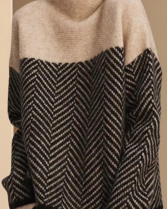 Casual Loose High-Neck Sweater Tops