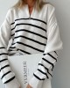 Urban Long Sleeves Loose Striped Round-Neck Sweater Tops