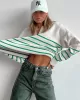 Urban Long Sleeves Loose Striped Round-Neck Sweater Tops