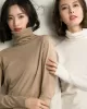 Simple Loose Long Sleeves Solid Color High-Neck Sweater Tops