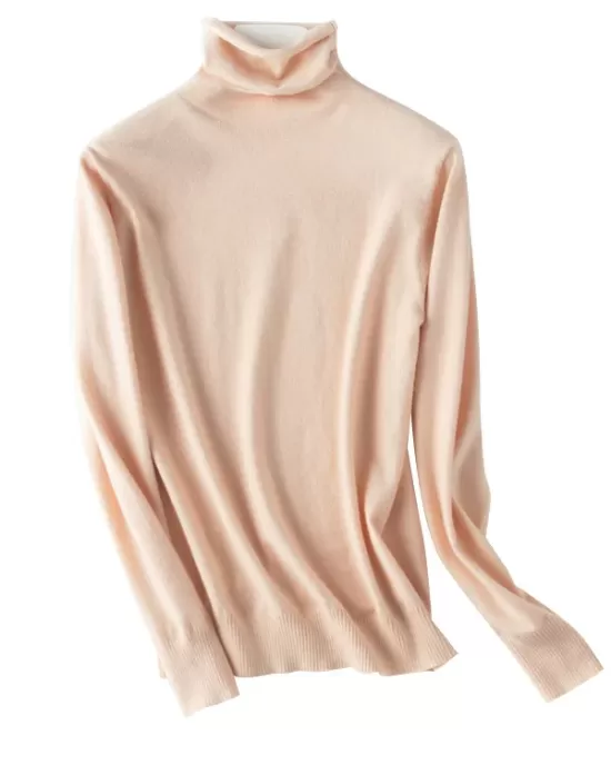 Simple Loose Long Sleeves Solid Color High-Neck Sweater Tops