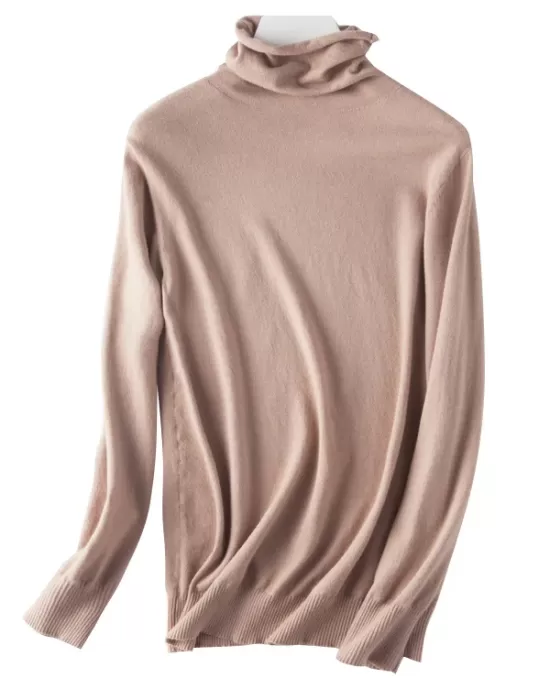 Simple Loose Long Sleeves Solid Color High-Neck Sweater Tops