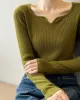 Urban Skinny Long Sleeves Elasticity Solid Color V-Neck Sweater Tops Pullovers