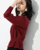 Casual Long Sleeves Solid Color Boat Neck Tunic Sweater Tops