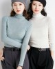 Simple Skinny Long Sleeves Solid Color High-Neck Sweater Tops Pullovers