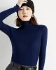 Simple Skinny Long Sleeves Solid Color High-Neck Sweater Tops Pullovers