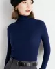 Simple Skinny Long Sleeves Solid Color High-Neck Sweater Tops Pullovers