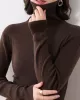 Simple Skinny Long Sleeves Solid Color High-Neck Sweater Tops Pullovers