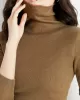 Simple Skinny Long Sleeves Solid Color High-Neck Sweater Tops Pullovers