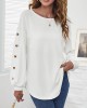 Simple Loose Long Sleeves Solid Color Round-Neck T-Shirts Tops