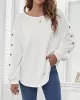 Simple Loose Long Sleeves Solid Color Round-Neck T-Shirts Tops