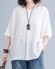 Solid Color Split-Joint Batwing Sleeves Loose Round-neck T-Shirts Tops