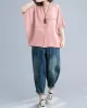 Solid Color Split-Joint Batwing Sleeves Loose Round-neck T-Shirts Tops