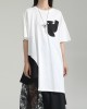 Asymmetric Contrast Color Split-Joint Loose Short Sleeves Round-neck T-shirts