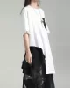 Asymmetric Contrast Color Split-Joint Loose Short Sleeves Round-neck T-shirts