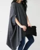 Solid Color Batwing Sleeves Half Sleeves Round-Neck T-Shirts Tops