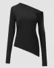 Stylish Solid Color One-Shoulder Long Sleeves T-Shirt Top