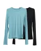 Solid Color Split-Joint Long Sleeves Skinny Round-neck T-shirts