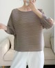 Casual Loose Three-Quarter Sleeves Pleated Solid Color Round-Neck T-Shirts Tops