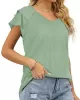 Falbala Solid Color Split-Joint Loose Short Sleeves V-Neck T-Shirts