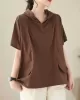 Drawstring Solid Color Split-Joint Hooded Loose Hooded T-Shirts Tops