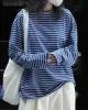 Striped Long Sleeves Round-neck T-Shirts Tops