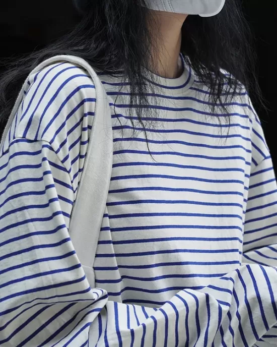 Striped Long Sleeves Round-neck T-Shirts Tops