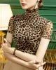 Urban Skinny Leopard High-Neck T-Shirts Tops