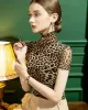 Urban Skinny Leopard High-Neck T-Shirts Tops