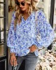 Casual Loose Floral Printed V-Neck T-Shirt