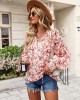 Casual Loose Floral Printed V-Neck T-Shirt