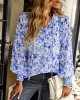 Casual Loose Floral Printed V-Neck T-Shirt