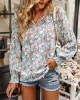 Casual Loose Floral Printed V-Neck T-Shirt