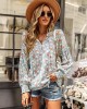 Casual Loose Floral Printed V-Neck T-Shirt