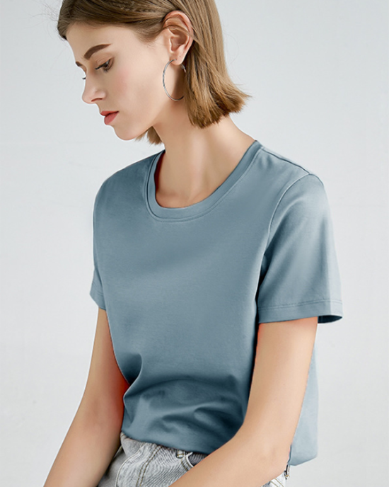 Simple Loose Short Sleeves Solid Color Round-Neck T-Shirts Tops