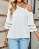 Casual Loose Half Sleeves Solid Color One-Shoulder T-Shirts Tops