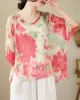 Floral Printed Loose Short Sleeves Round-neck T-shirts