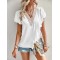 Applique Split-Joint Loose Short Sleeves V-Neck T-Shirts Tops