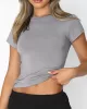 Solid Color Short Sleeves Skinny Round-Neck T-Shirts