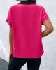 Contrast Color Loose Short Sleeves V-neck T-Shirts Tops