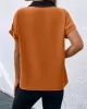 Contrast Color Loose Short Sleeves V-neck T-Shirts Tops