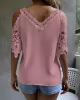 Lacy Solid Color Loose Short Sleeves Cold Shoulder T-Shirts Tops