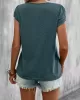 Solid Color Loose Short Sleeves V-neck T-Shirts Tops