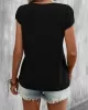 Solid Color Loose Short Sleeves V-neck T-Shirts Tops