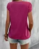 Solid Color Loose Short Sleeves V-neck T-Shirts Tops