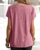 Solid Color Loose Short Sleeves U-Neck T-Shirts Tops